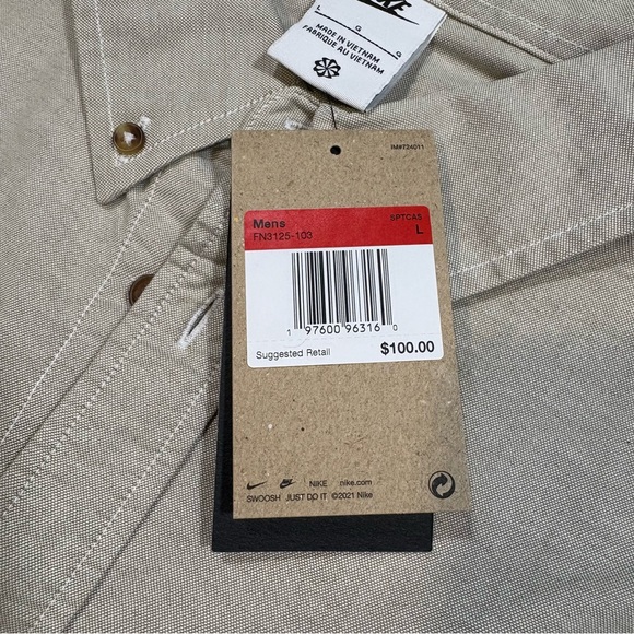 Nike Life Men's Oxford Long Sleeve Loose Button-Down Shirt Size L Workwear - Picture 3 of 9